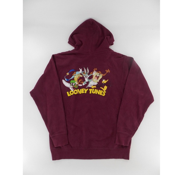 Looney Tunes Other - Looney Tunes Graphic Hoodie Unisex M Burgundy Good Bugs Bunny Taz 90s Style